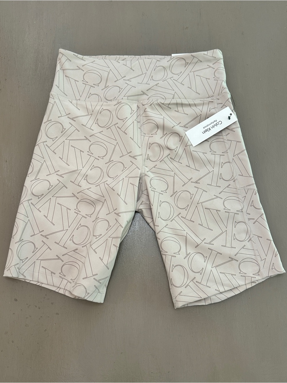 NWT Calvin Klein Performance Biker Shorts Large High Waist Logo Print 9"